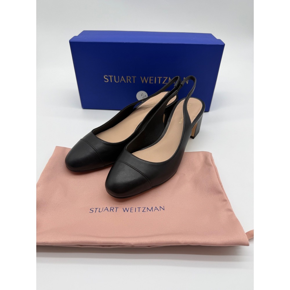 New‎ in Box Stuart Weitzman Milla 55 leather slingback pumps black Sz 7.5 $475